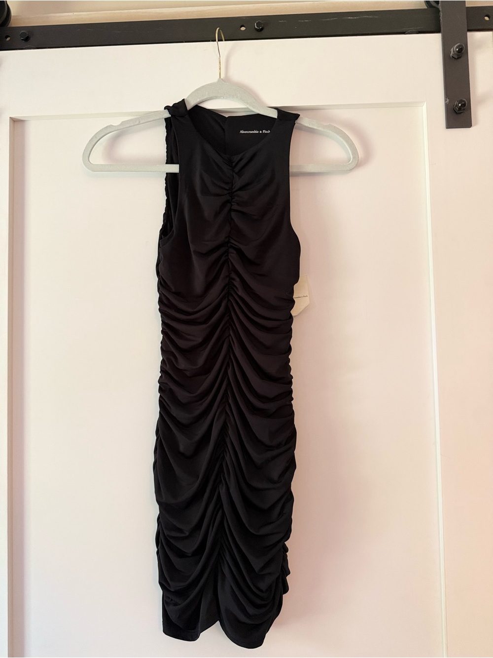 Black Ruched Sleeveless Dress